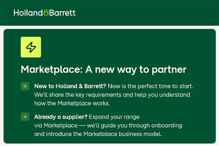 New Holland & Barrett marketplace