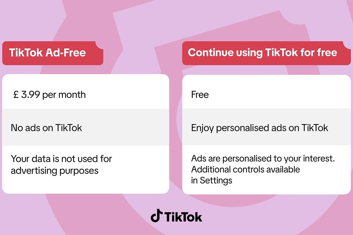 £3.99/mth for TikTok Ad-Free experience in UK