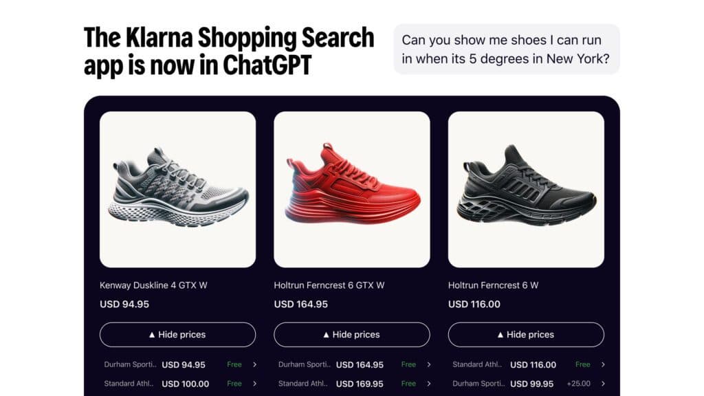 Klarna releases AI search app for shopping in ChatGPT