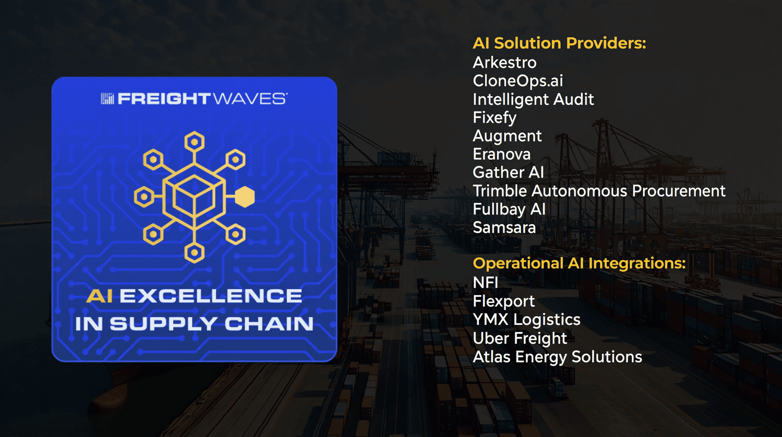 FreightWaves Announces 2026 AI Excellence in Supply Chain Awards Winners